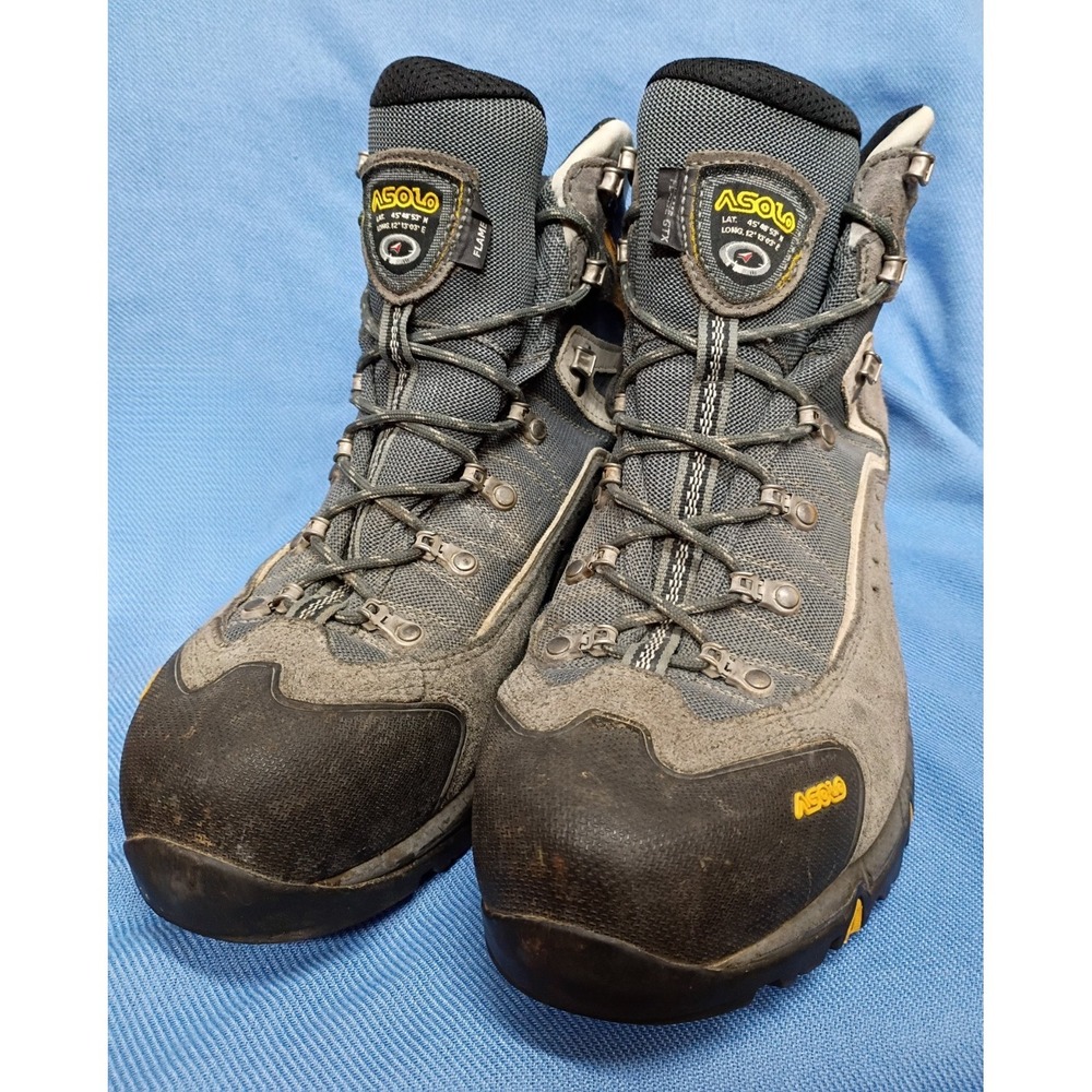 ASOLO Flame GTX Gore-Tex Waterproof Hiking Boots US Men's 13 Gray/Gold EUC 6518